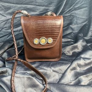 Brighton Leather Shoulder Bag Gold Coin Decor